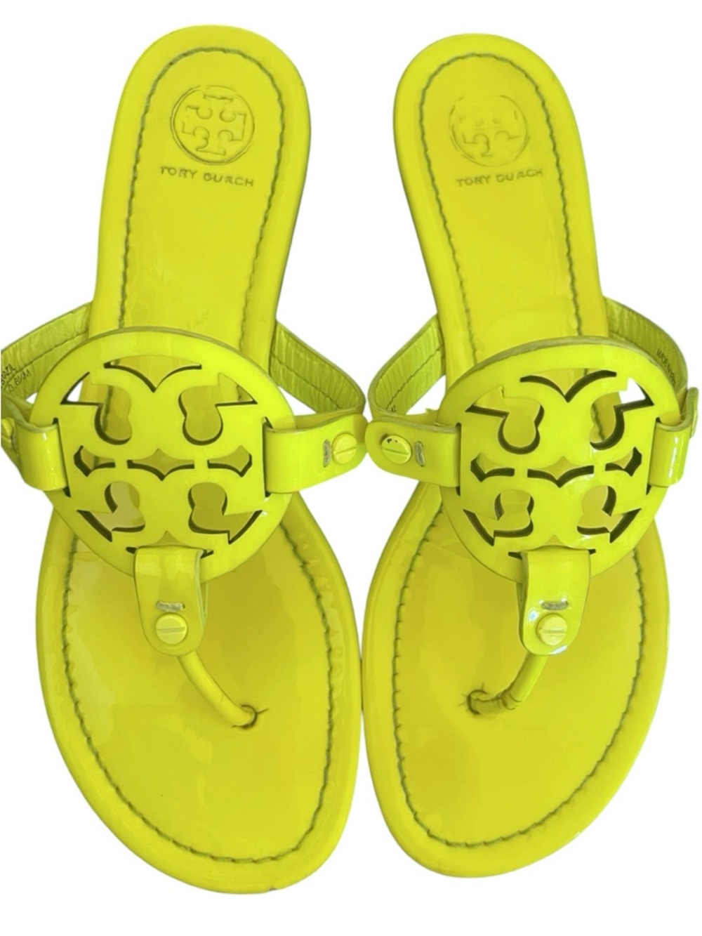 Tory Burch Patent Leather Miller Sandal Rare Neon Yellow Women’s 8.5